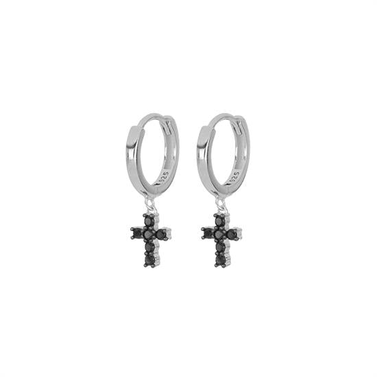 Orecchino cerchietto croce pendente