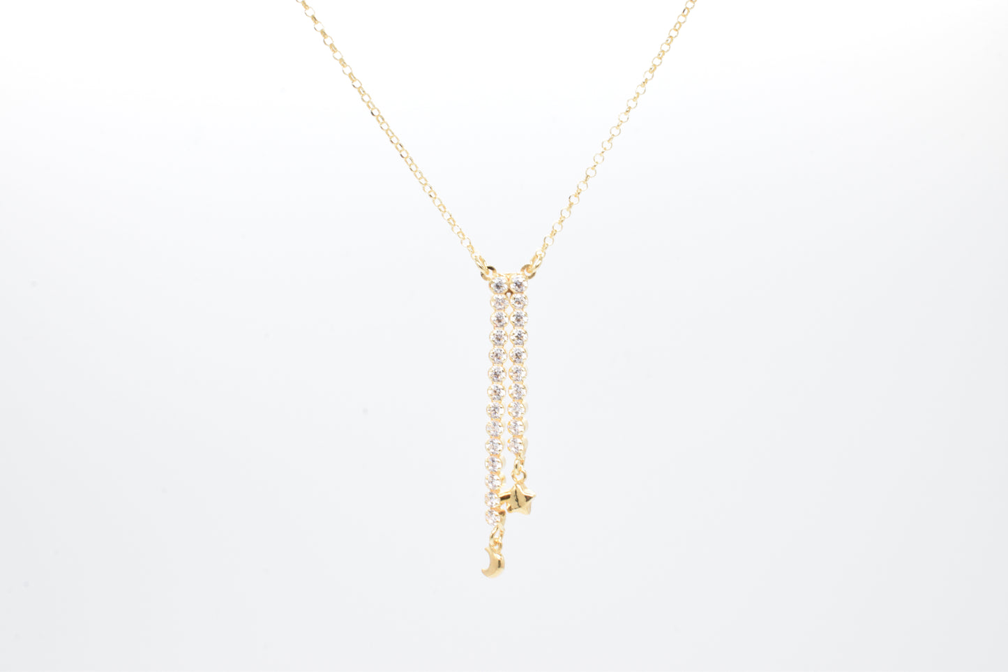 Collana Tennis pendente Luna e Stella