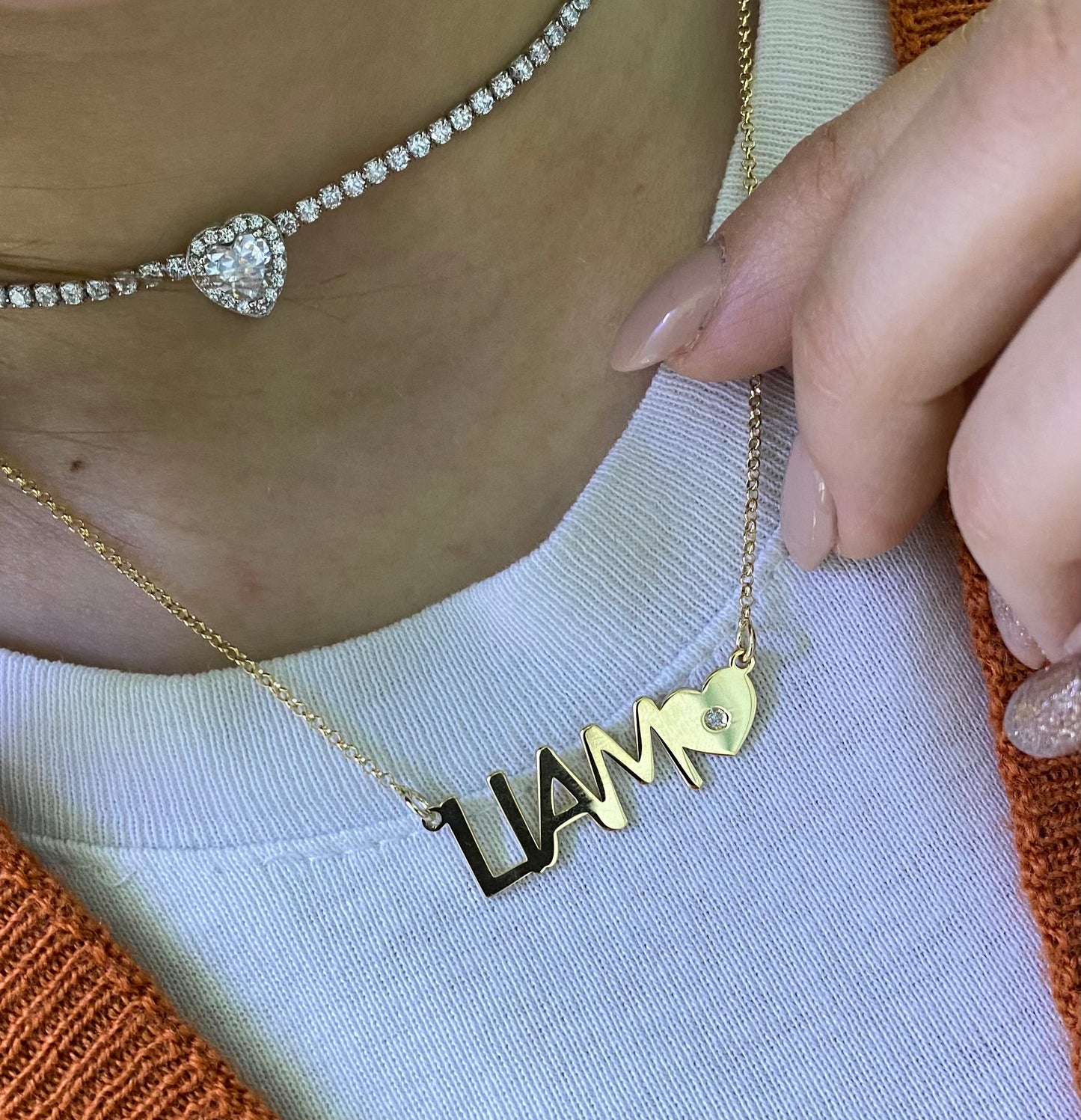 Collana con nome e cuore