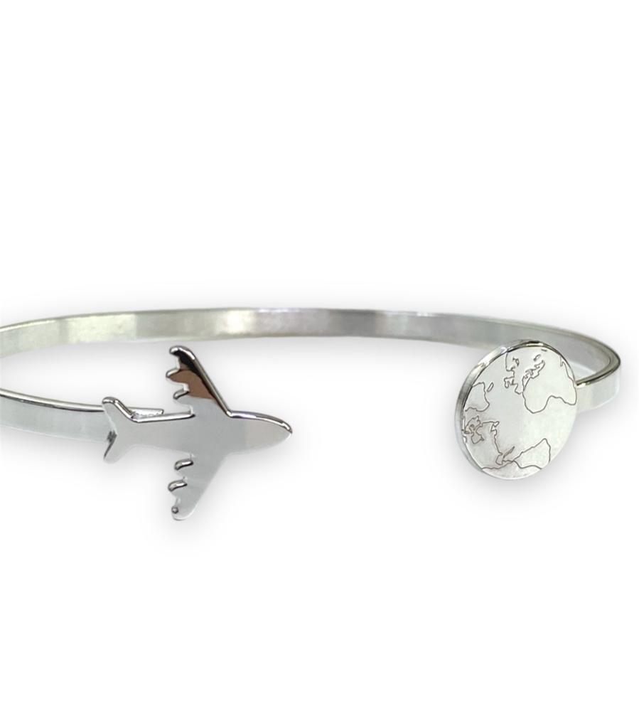 Bracciale con mondo e aereo