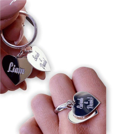 anello con cuori pendenti incisi a laser argento 925