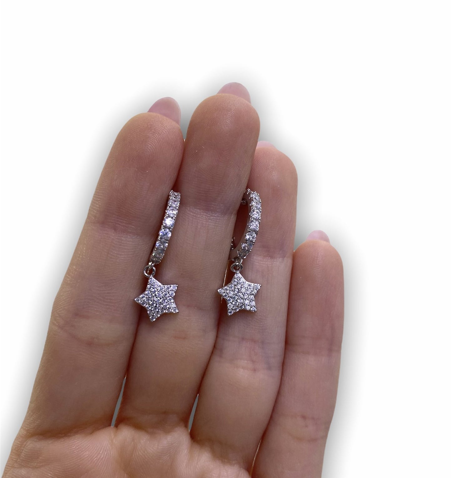 orecchini con stelline zirconati , colorazione Silver