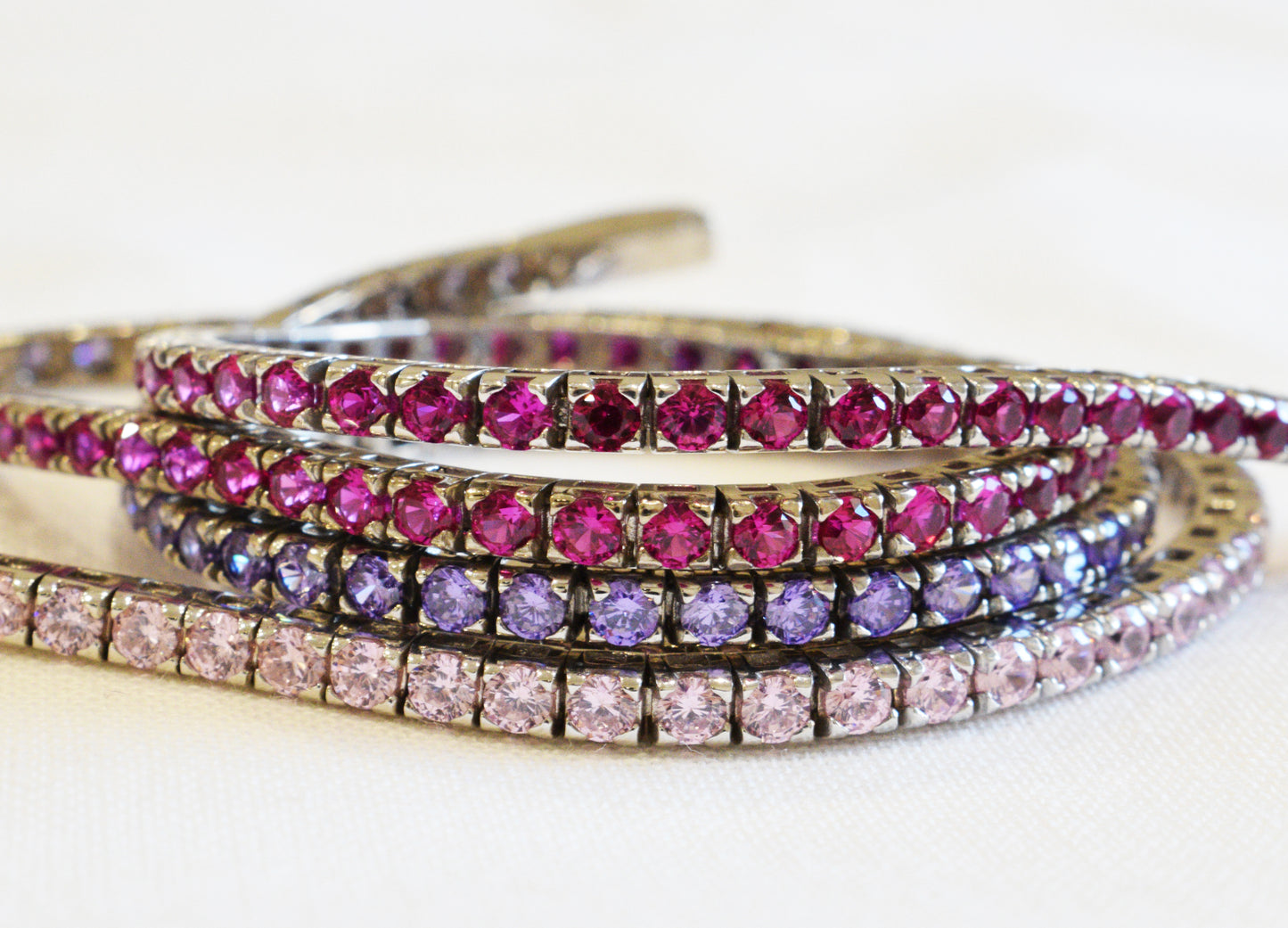 Tennis argento 925 lilla rosa fucsia
