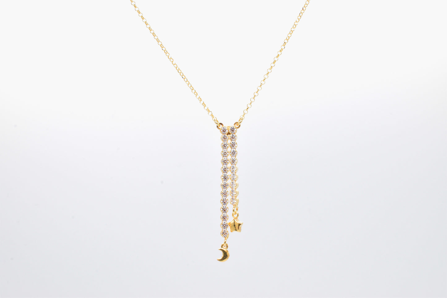 Collana Tennis pendente Luna e Stella