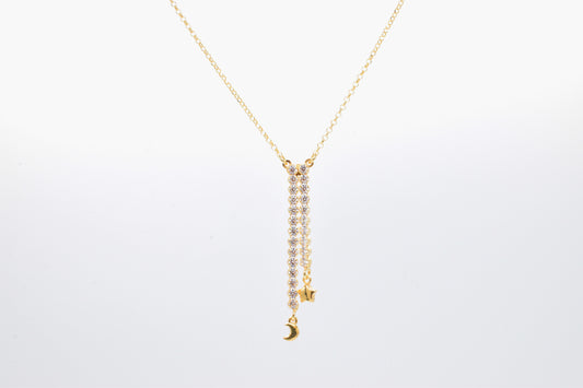 Collana Tennis pendente Luna e Stella