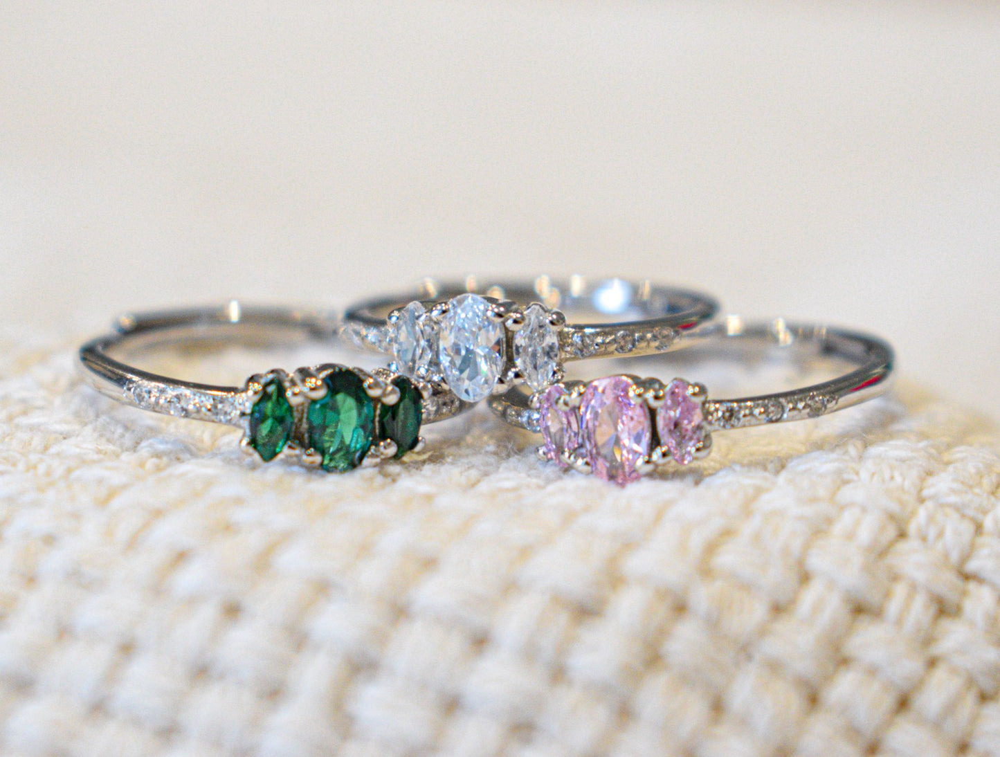 Anelli tris princess con base Argento 925
