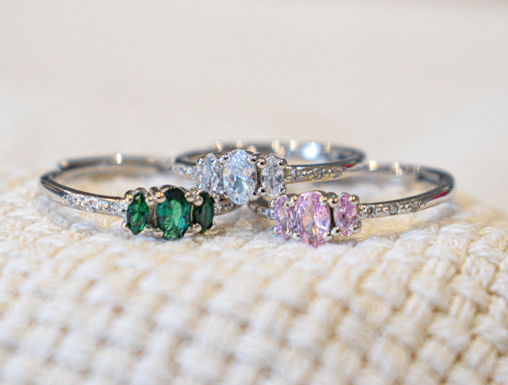 Anelli tris princess con base Argento 925