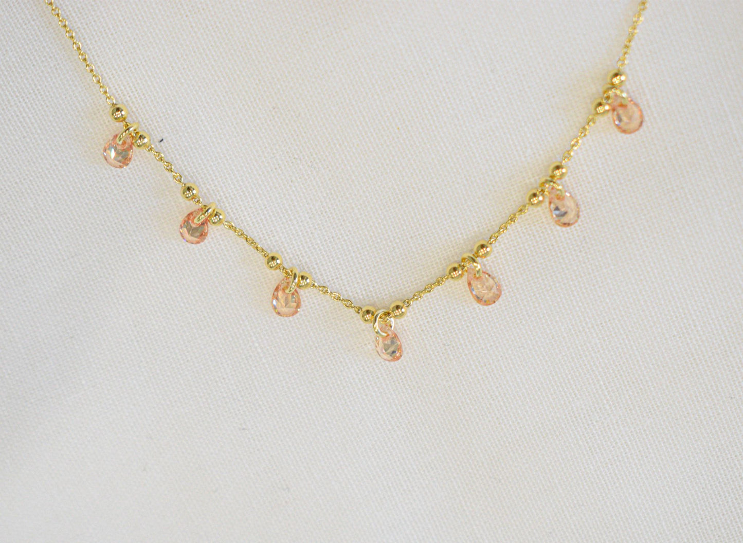 Collana Crystal con zirconi cristallo rosa fine.