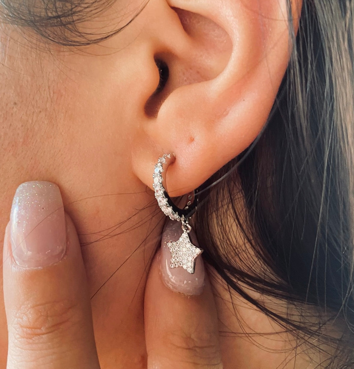 Orecchino zirconato con stellina silver