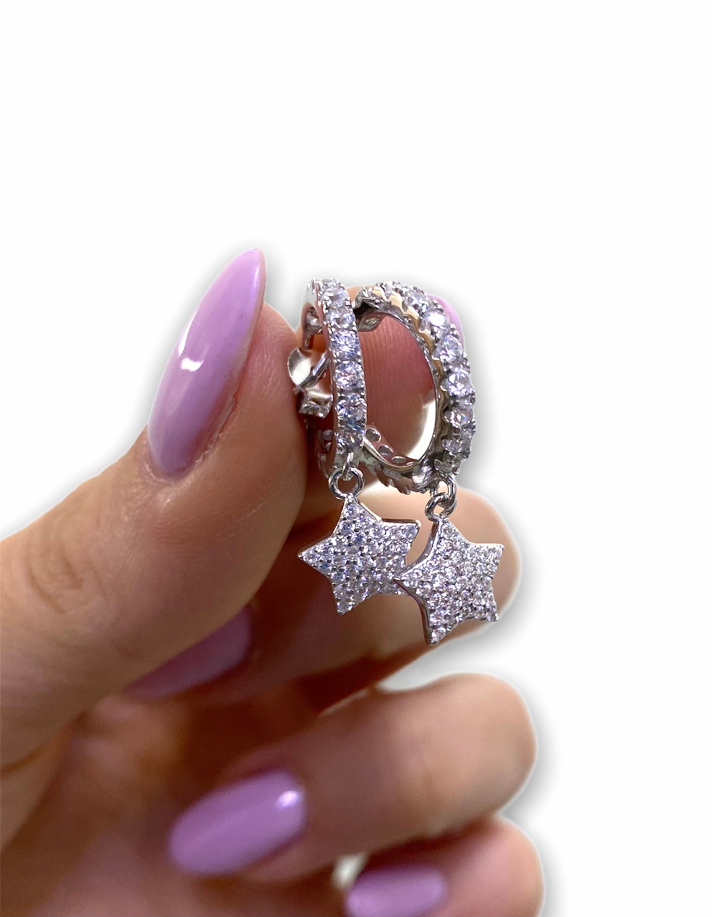 Orecchini zirconati con stelline silver