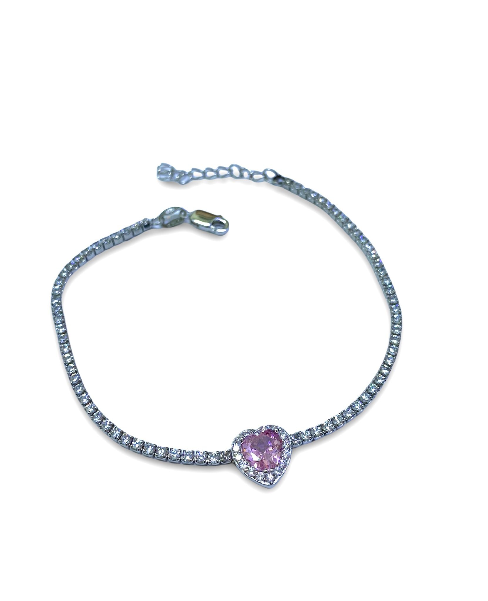 Tennis cuore rosa argento 925