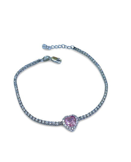 Tennis cuore rosa argento 925
