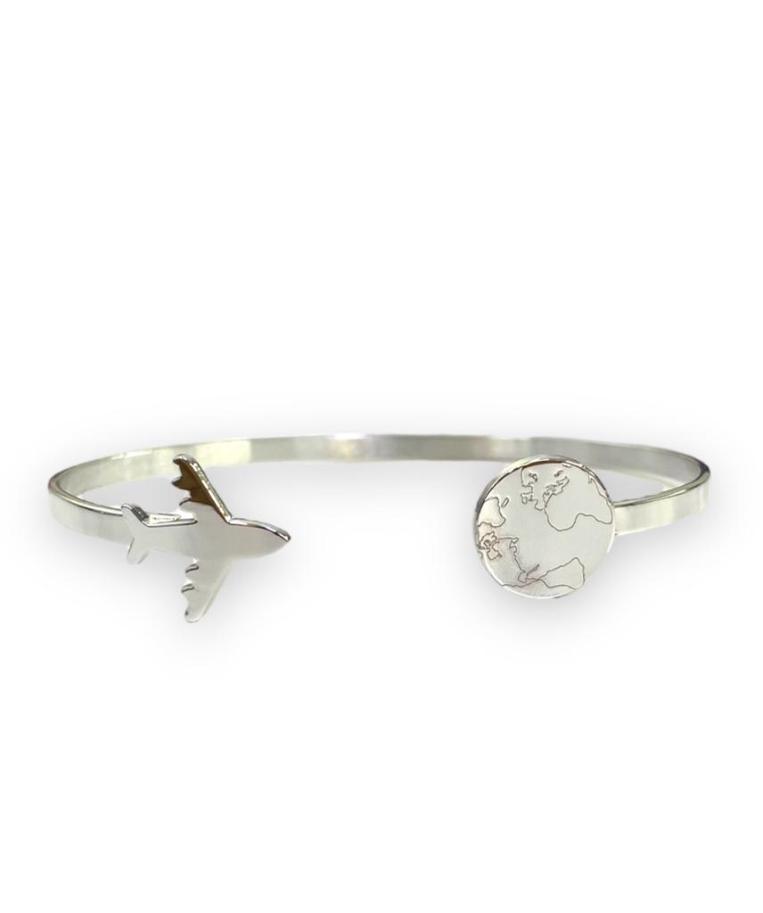Bracciale con mondo e aereo