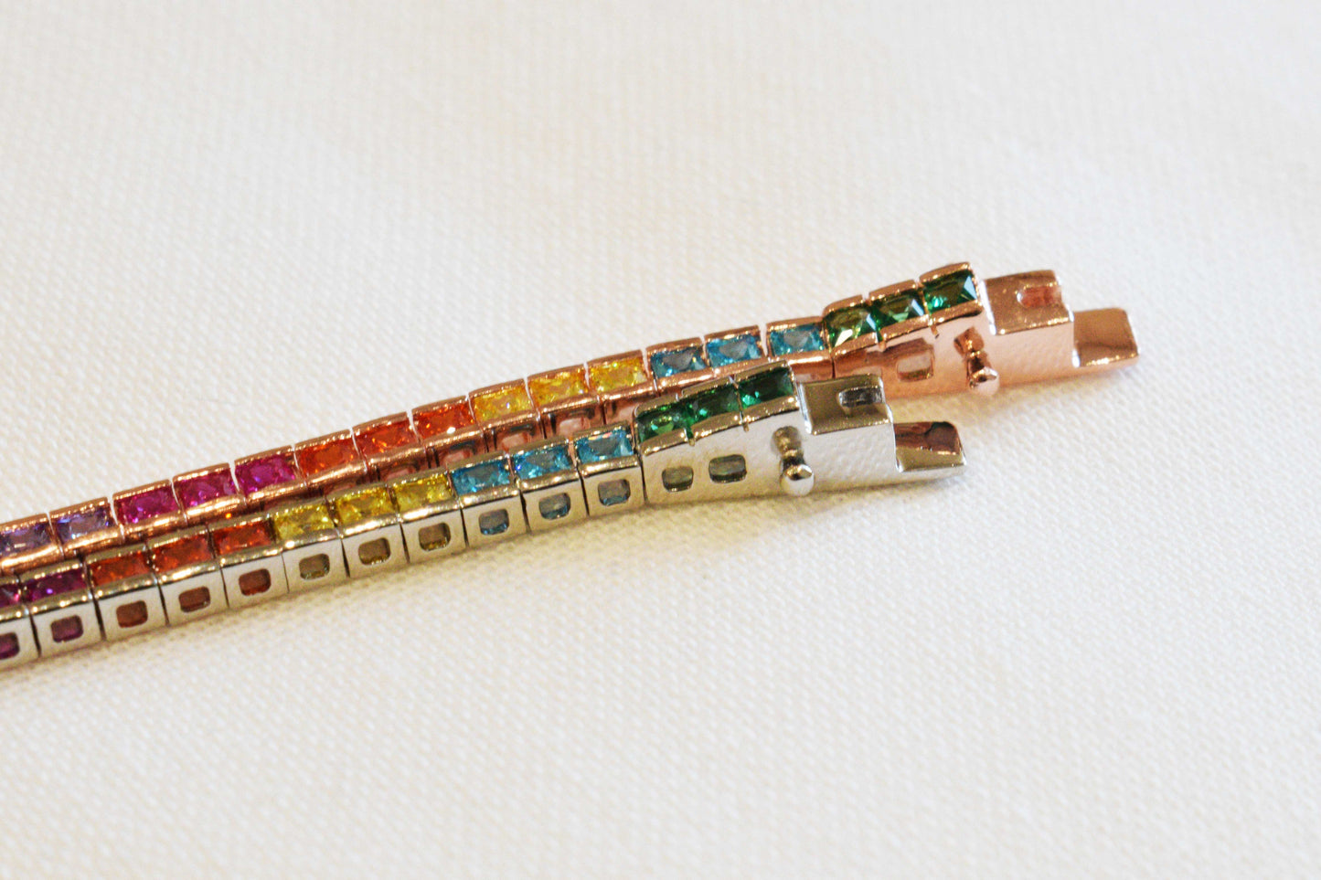 Bracciale tennis rainbow squadrato argento 925