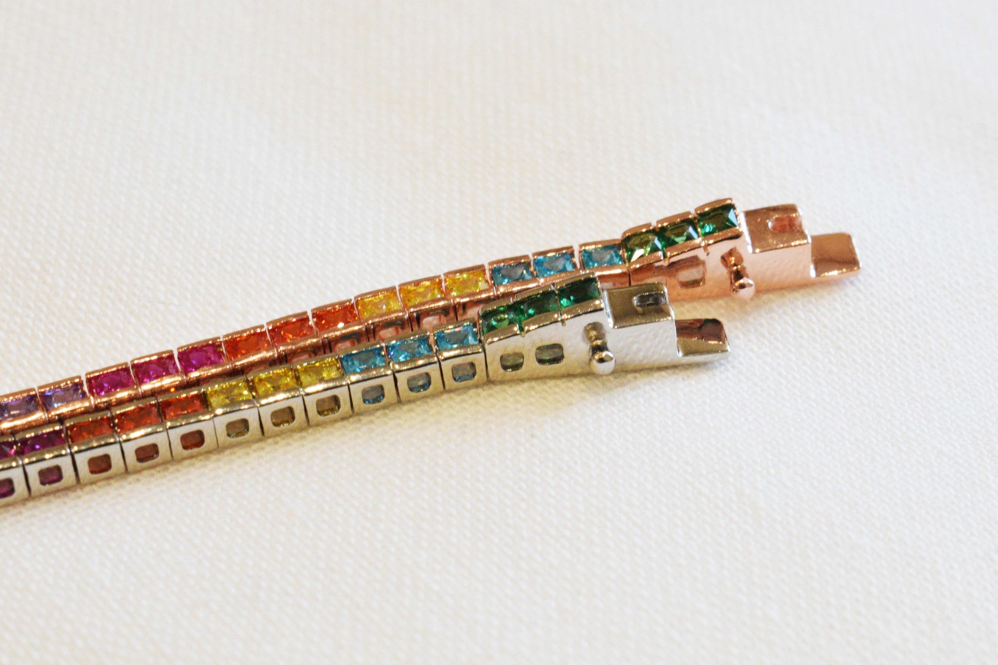 Bracciale tennis rainbow squadrato argento 925