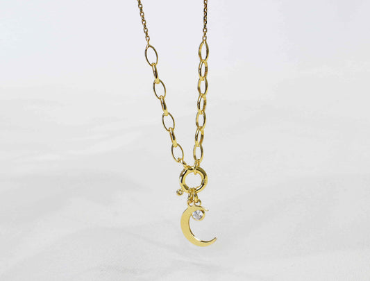 Collana Luna placcata oro con Punto luce in zirconi.