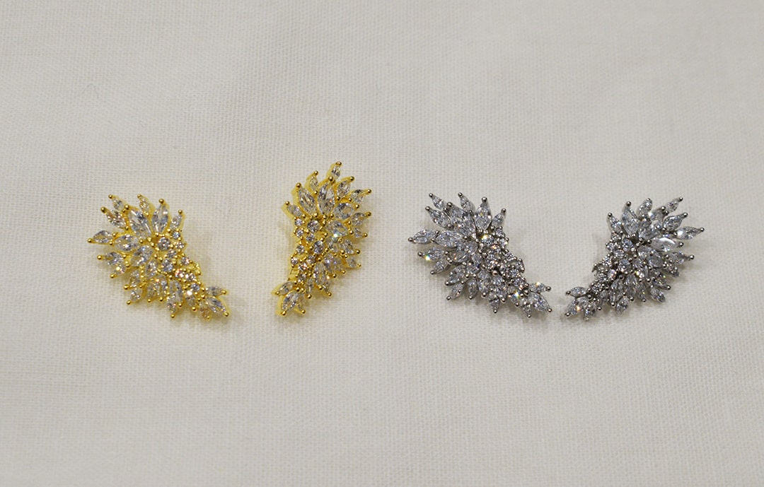 Orecchini Angel in coppia in argento 925 e zirconi colorazioni argento e placcato oro.