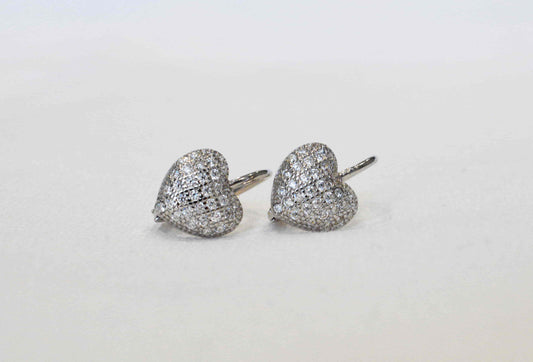 Orecchini cuore in argento 925 e zirconi.