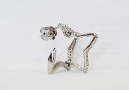 Coppia orecchini stella in argento 925 e zirconi.