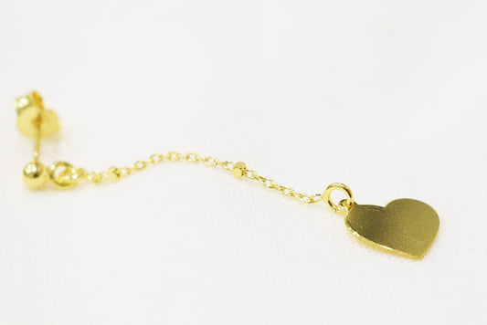 Orecchini Cuore pendente in argento 925 placcato oro.